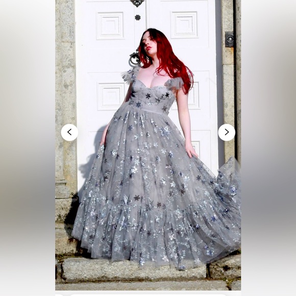 Dresses & Skirts - FancifulDollBoutique NWT sequin star celestial silver prom dress/gown
